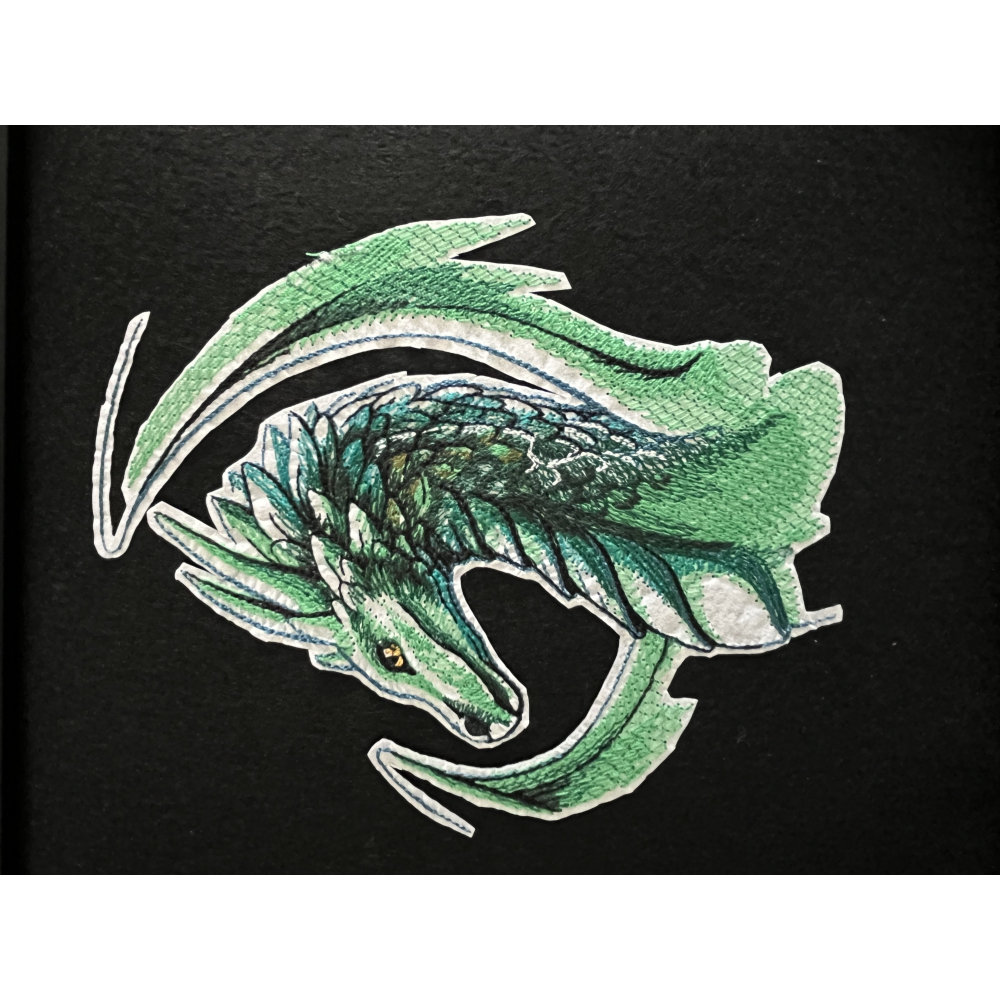 Green dragon embroidery