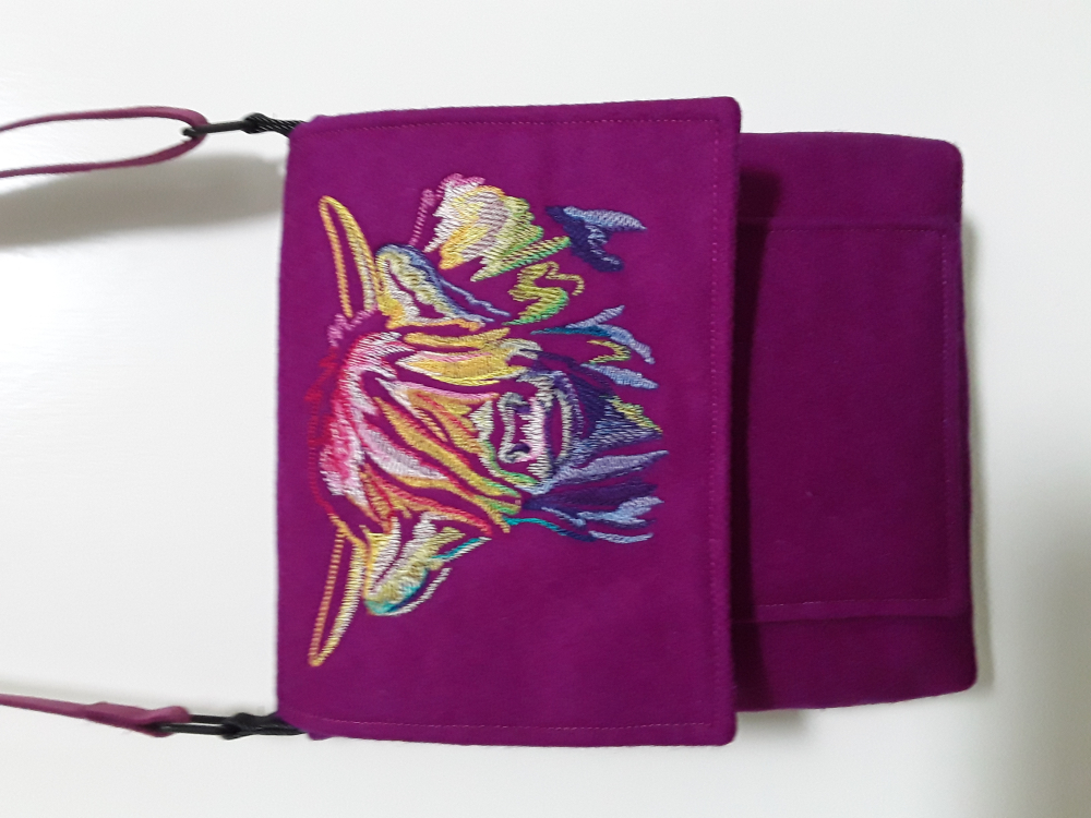 Highland Coo embroidered tweed bag