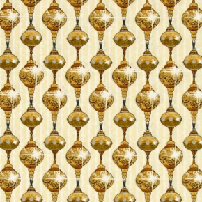 A Golden Holiday Ornaments on Cream Fabric