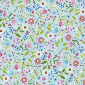 Allover Floral on Sky Blue Fabric