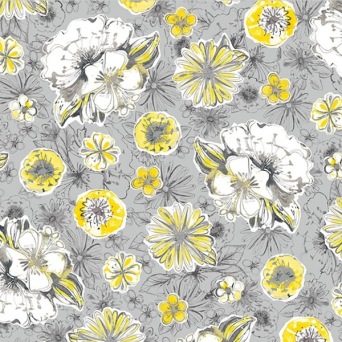 Alyssa Tossed Floral on Grey Fabric