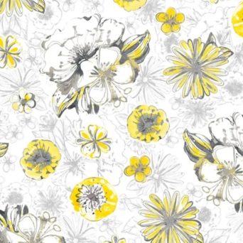 Alyssa Tossed Floral on White Fabric