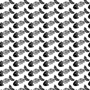 Cats Meow Packed Fish Bones White Fabric