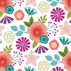 Forest Frolic Small Floral on White Fabric