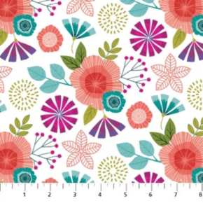 Forest Frolic Small Floral on White Fabric