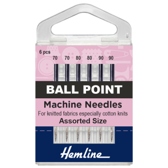 Hemline Sewing Machine Needles: Ball Point: Mixed: 6 Pieces
