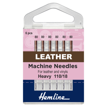 Hemline Sewing Machine Needles: Leather: Heavy 110/18: 6 Pieces