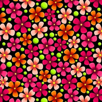 Jubilee Rainbow Floral on Black Fabric