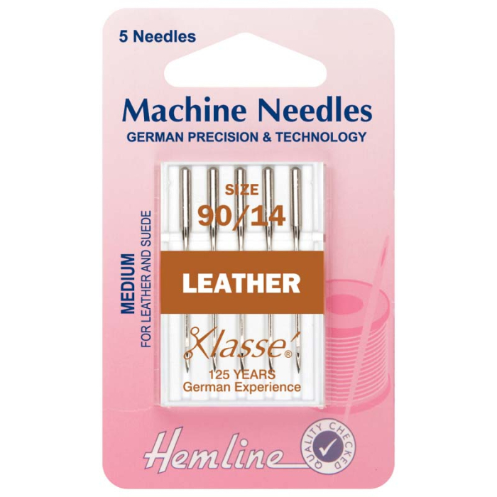 Hemline Sewing Machine Needles: Leather: Medium 90/14: 5 Pieces