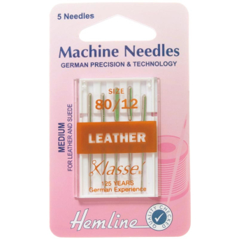 Hemline Sewing Machine Needles: Leather: Medium 80/12: 5 Pieces